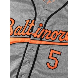 Men'S Baseball Sweatshirt # 5 Grey Retro Classic Baseball Breathable Sweatshirt Embroidered Sewing Sports Wear For Training And Competition