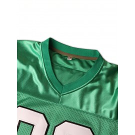 Men's Retro #92 Green Football Jersey - Classic Embroidered, Breathable Polyester V-Neck Sports Shirt with 