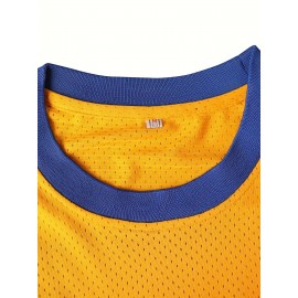 Men's #42 Yellow Basketball Jersey - Breathable Embroidered Polyester, Round Neck, S-3XL, Perfect for Team Sports, Casual Wear, and Outdoor Activities, Team Sports Clothing | Bold Number Design | Embroidered Detailing