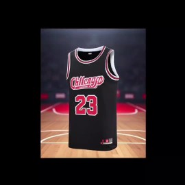 Chicago Basketball Jersey - Black Sleeveless Moisture-Wicking Lightweight Breathable Mesh, Loose Fit with Chicago 23 Design, Asymmetrical Hem for Men & Teens, All-Season Casual & Sports Wear, Streetwear Fashion, Durable Embroidery