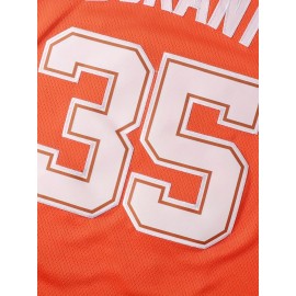 Men'S Basketball Shirt # 35 Orange Round Neck Basketball Sweatshirt