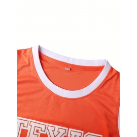 Men'S Basketball Shirt # 35 Orange Round Neck Basketball Sweatshirt