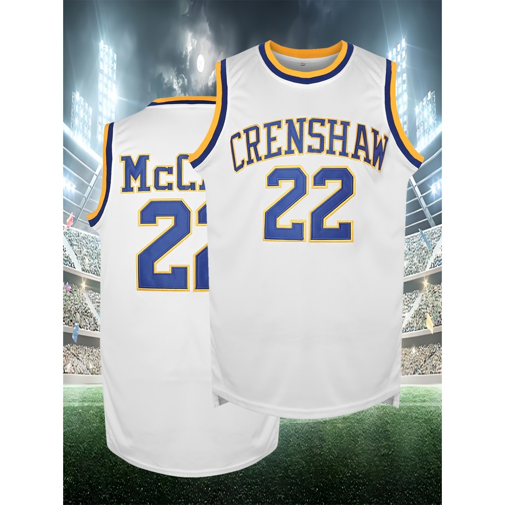 Men's #22 Embroidered Polyester Basketball Jersey, V-Neck Sleeveless Sports Shirt with Retro Bold Lettering & Number Design, Breathable Knit Fabric for Team Sports, Training, Casual Wear - Sizes S-3XL, Sports Jersey | Sporty Look | Breathable Polyester