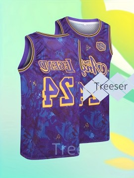 24 Purple Blue Basketball Sportswear, Training And Competition Sportswear, High-end Men'S Clothing, Top And Vest Suitable For Sports And Daily Wear