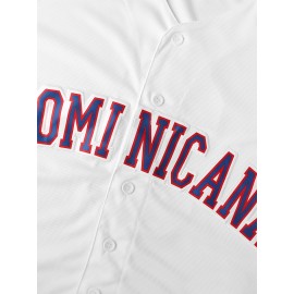 Men'S Dominican Republic #19 Vintage Embroidered Baseball Jersey