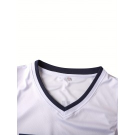 Men's #15 White Basketball Jersey - V-Neck, Breathable Polyester, 