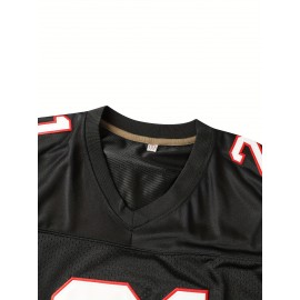 Men's #21 Black American Football Jersey - Breathable Polyester, V-Neck, Sports Uniform for Team Sports & Casual Wear, Sizes S-XXXL