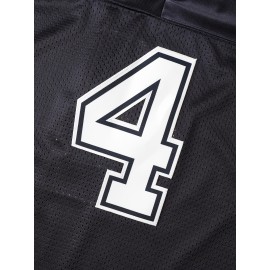 Men'S American Football Shirt # 4 Deep Blue V-neck Breathable Embroidered Sweatshirt