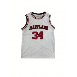 Len Bias #34 Maryland Basketball Jersey - Vintage Style, Breathable & Moisture-Wicking Sleeveless Tank Top for Men & Women, Perfect for Sports, Casual Wear, and Parties