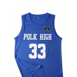 Men's Polk High #33 Basketball Jersey - Sleeveless, Breathable Polyester, 