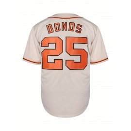 Men's Vintage Baseball Jersey #25 - San Francisco V-Neck, Moisture-Wicking Breathable Polyester, Loose Fit Short Sleeve for Sports, Casual & Parties (/Orange/Black), Sports Apparel, Detailing