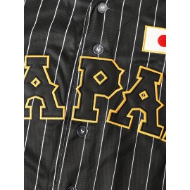 Men'S # 16 Black And White Striped Baseball Shirt Loose Fit Button Closed Casual And Sportswear Multi Functional Running Training Hiking Cycling Fishing Ideal Size S-3XL