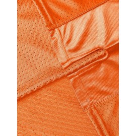 Men's #7 Embroidered Orange Football Jersey - V-Neck, Loose Fit Mesh Fabric, Breathable & Stylish for Spring, Summer, Fall Sports & Casual Wear