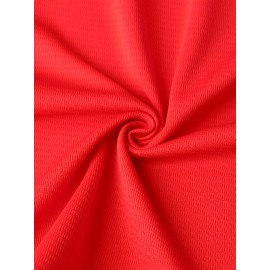 Men'S Baseball Shirt With Red Embroidered Polyester, Loose Knit Fabric Suitable For Wearing In Spring, Summer, And Autumn