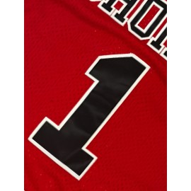 Men's #1 Basketball Jersey - Breathable Mesh Polyester V-Neck Sports Shirt with Details, Perfect for Team Sports, Casual Wear, and Fan Events, Best for Christmas