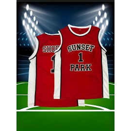 Men's #1 Basketball Jersey - Breathable Mesh Polyester V-Neck Sports Shirt with Details, Perfect for Team Sports, Casual Wear, and Fan Events, Best for Christmas