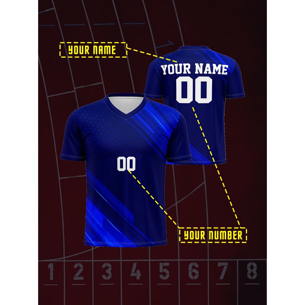 Customized Name And Number Boy's V-neck Football Jersey, Comfy Top for Training & Competition