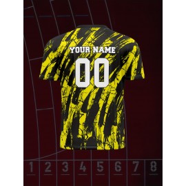 1pc Customizable V-Neck Soccer Jersey for Kids - Breathable Polyester Sports Top with Personalized Name and Number, Ideal for Outdoor Activities, Training, Beach, Casual Wear - Unisex Youth Athletic Shirt