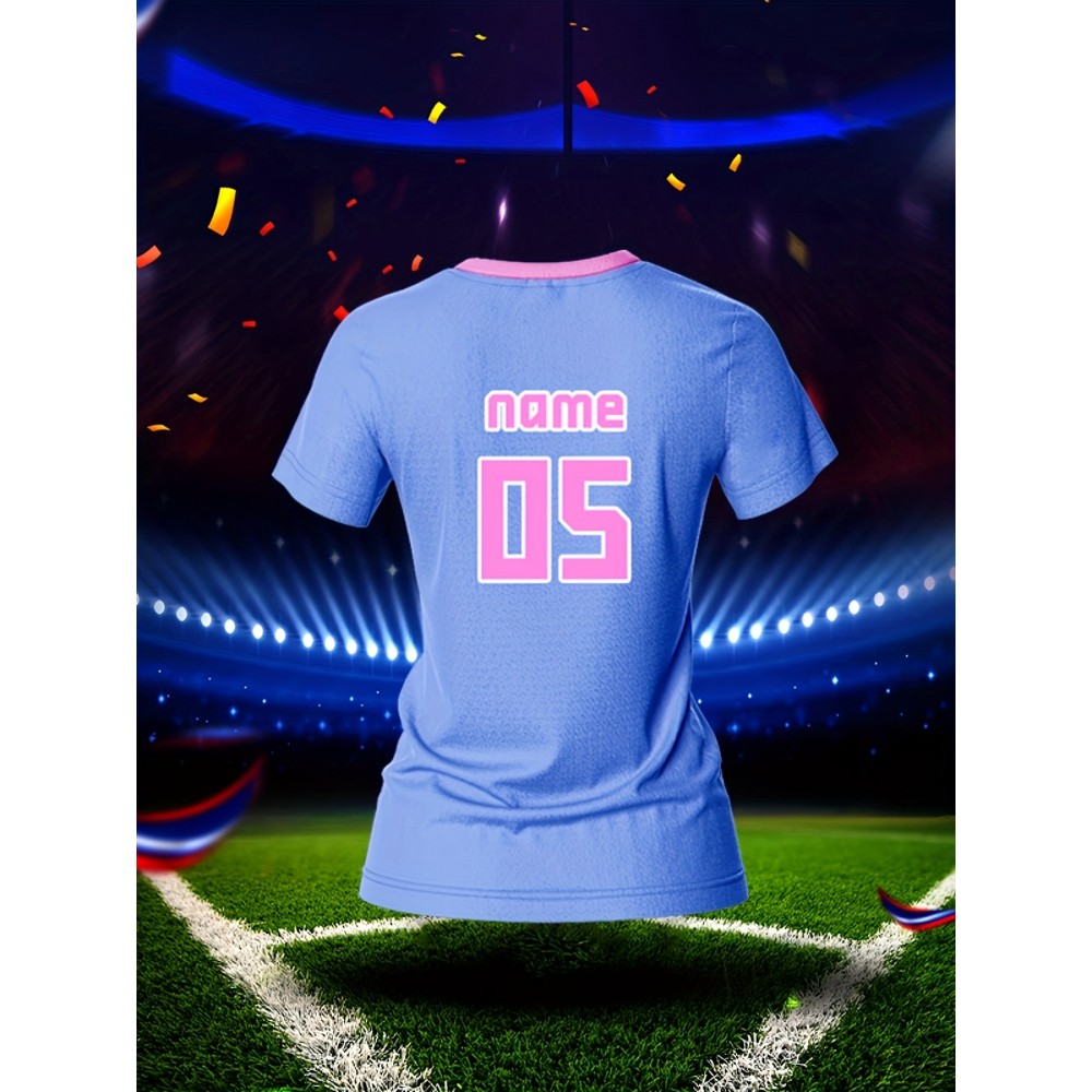 Custom Name and Number Women'S V-Neck Football Jersey Team Training Sportswear Comfortable Breathable Quick-Dry Casual Leisure Polyester Knit Fabric Spring/Summer/Fall