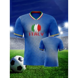 Professional Sports Fabric Women's Creative Pattern Print Country Home Soccer Jersey T-shirt, As Gifts For Sports Fans